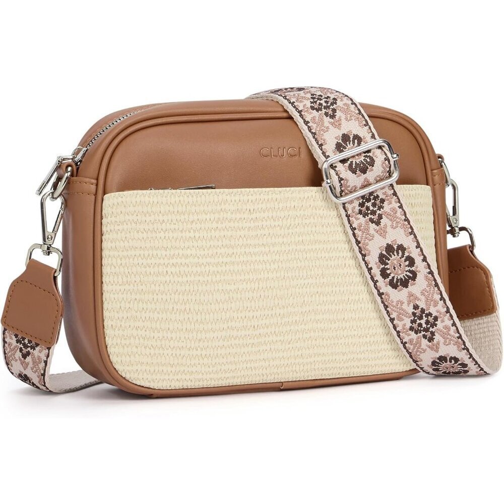 Women Crossbody Bag Leather Wallets Travel Purse with Adjustable Strap